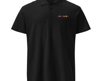 EVE ROSE met geborduurde nautische signaalvlaggen Premium piqué poloshirt