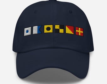 Sailor Nautical Flag Dad Hat • Embroidered Maritime Cap