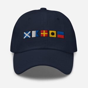 MARIE spelled out with Embroidered Nautical Flags Dad hat, Custom Flag hats, Nautical Gift Idea, Boat Gift