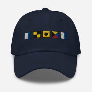 ELIZA spelled out with Embroidered Nautical Signal Flags Dad hat, Nautical gift idea, Flag Hats