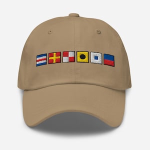 CRUISE spelled out with Embroidered Nautical Signal Flags Dad hat, Custom Flag hats, Boat Gift