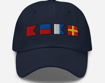 BEAR spelled out with Embroidered Nautical Signal Flags Dad hat