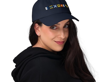 ADMIRAL spelled out with Custom Embroidered Nautical Signal Flags Dad hat, Sailing Hat, Yacht Club Hat, Personalized Boating Hat