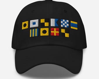 ISLAND GIRL mit gestickten Wasserflaggen Dad Hut, nautische Geschenkidee, Bootsgeschenk, Yachting Cap