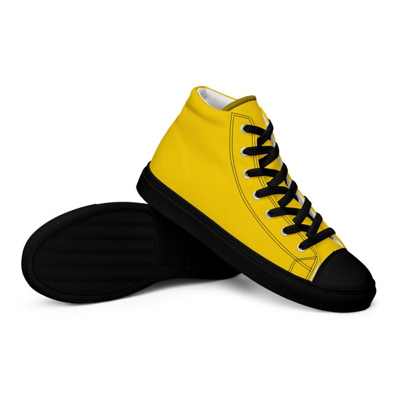 Women's High Top Canvas Sneakers – Classic Casual Shoes For Walking | Anti-Slip Rubber Sole, Comfort Fit (Yellow, Size 8)