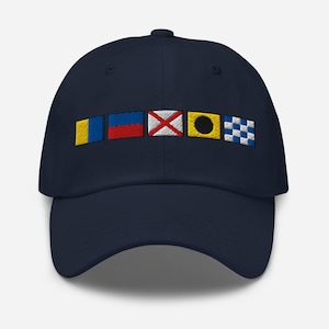 KEVIN spelled out with Embroidered Nautical Signal Flags Dad hat