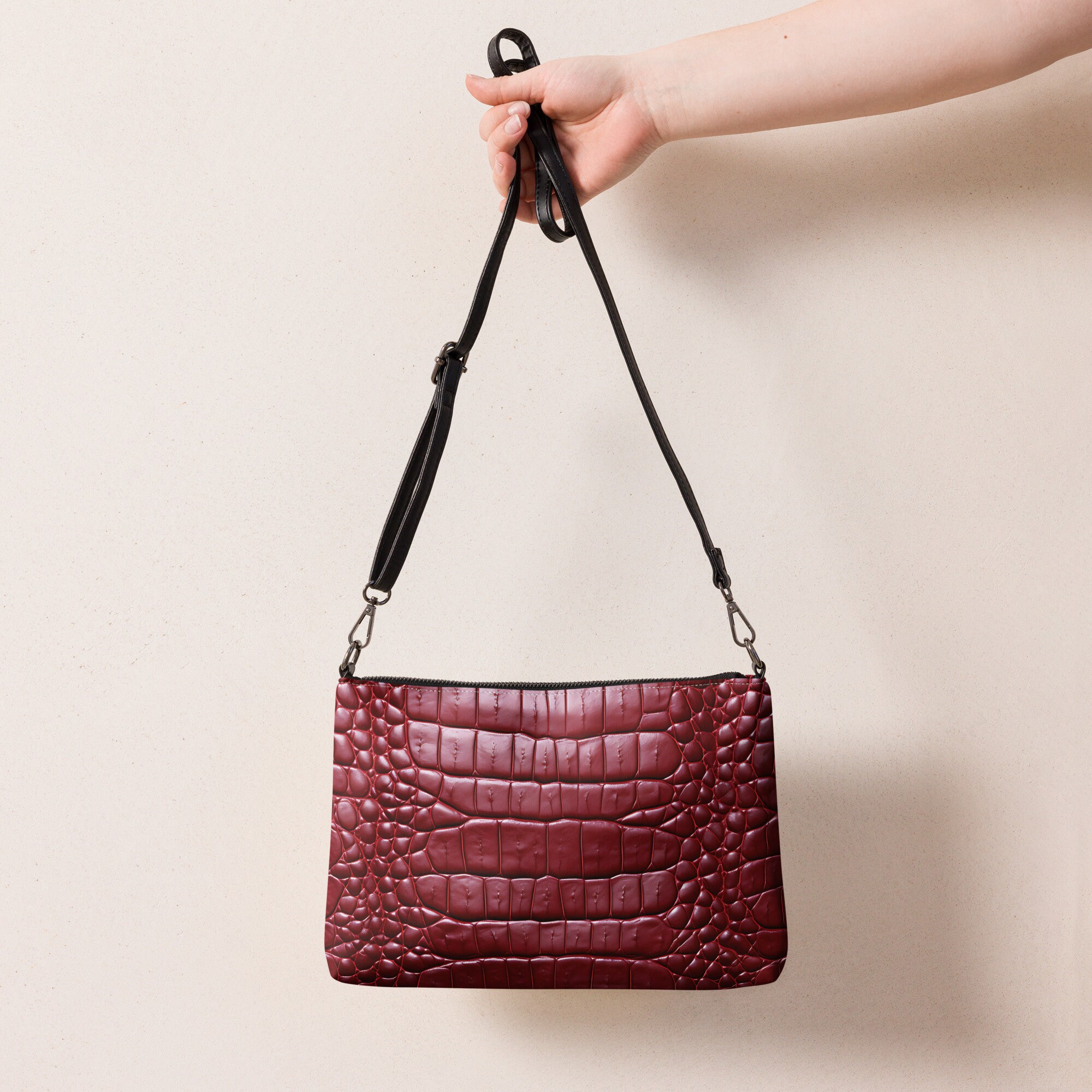 Sac Cartable Imitation Crocodile avec Bandoulière