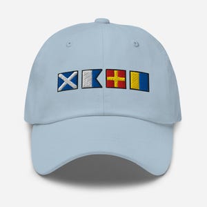 Mark spelled out with Embroidered Nautical Flags Dad hat