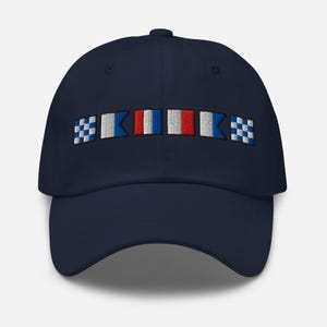 NATHAN spelled out with Embroidered Nautical Signal Flags Dad hat, Personalized Flag Hat