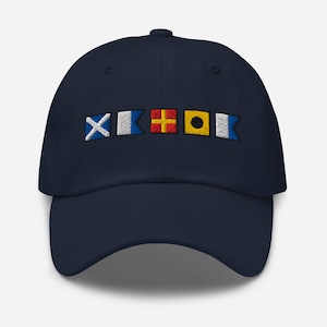 MARIA spelled out with Embroidered Nautical Signal Flags Dad hat, Nautical Gift, Boat Gift