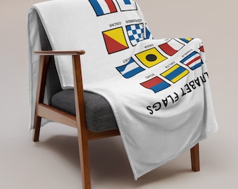 Nautical Flag Alphabet Throw Blanket, Salon Throw Blanket, Boat Gift, Nautical Decor