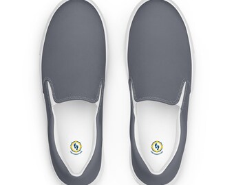 Zapatos de lona azul grisáceos sin cordones para mujer, náuticos para mujer, náuticos sin cordones, Topsiders grises, zapatos náuticos de crucero