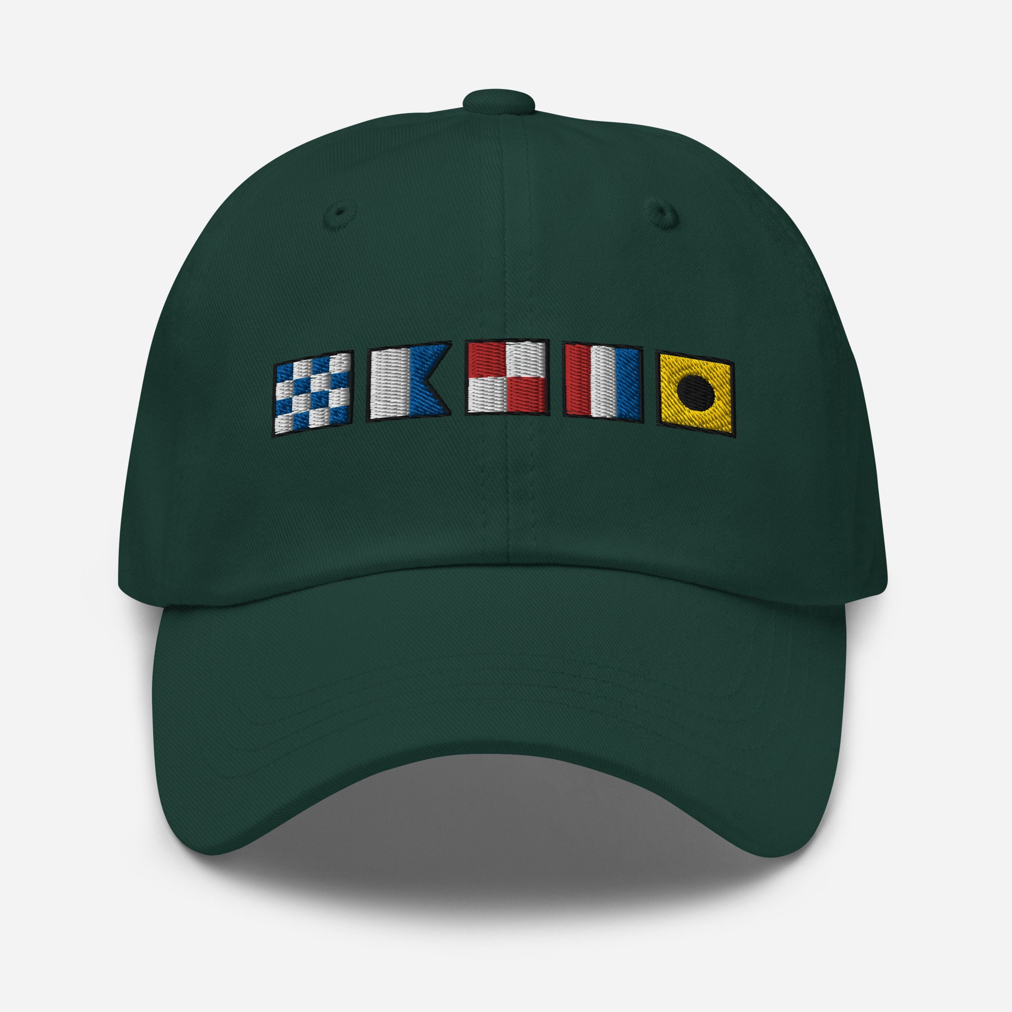 Free People Washed Burgundy Nautical Signal Flag Dad Hat Adjustable Cotton Cap CATHY Spelled Out With Embroidered Nautical Signal Flags Dad  main image 4