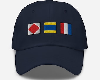 FDT geschrieben mit gestickten Seeflaggen Dad Hut, kundenspezifischer Flaggenhut, personalisierter Flaggenhut, nautisches Geschenk