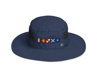 TRUMP spelled out with Embroidered Nautical Flags Columbia booney hat