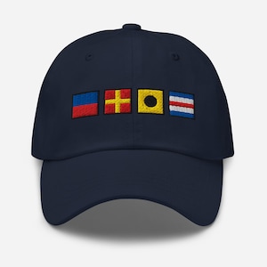 ERIC spelled out with Embroidered Nautical Signal Flags Dad hat, Custom Flag Hat, Personalized Flag Hat