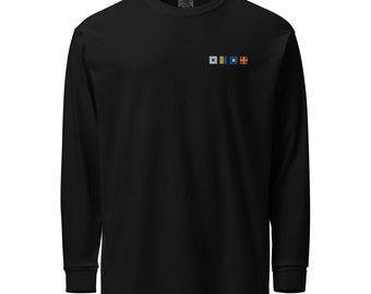 SKPR (skipper) Spelled out with Embroidered Nautical Flags Garment-dyed heavyweight long-sleeve shirt