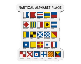 Nautical Alphabet Flags Die-Cut Refrigerator Magnets, Semaphore Flags, Nautical Flags Identification Chart Magnet, Boat Gift