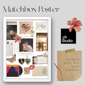 Editable Matchbox Poster Template | DIY Printable Wall Art for Couples & Friends | Canva Design | Custom Gift for Love and Friendship