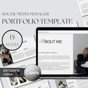 Social Media Manager Portfolio Template | Editable Canva Template | Minimalist Portfolio | Aesthetic Template | Freelance Portfolio Template