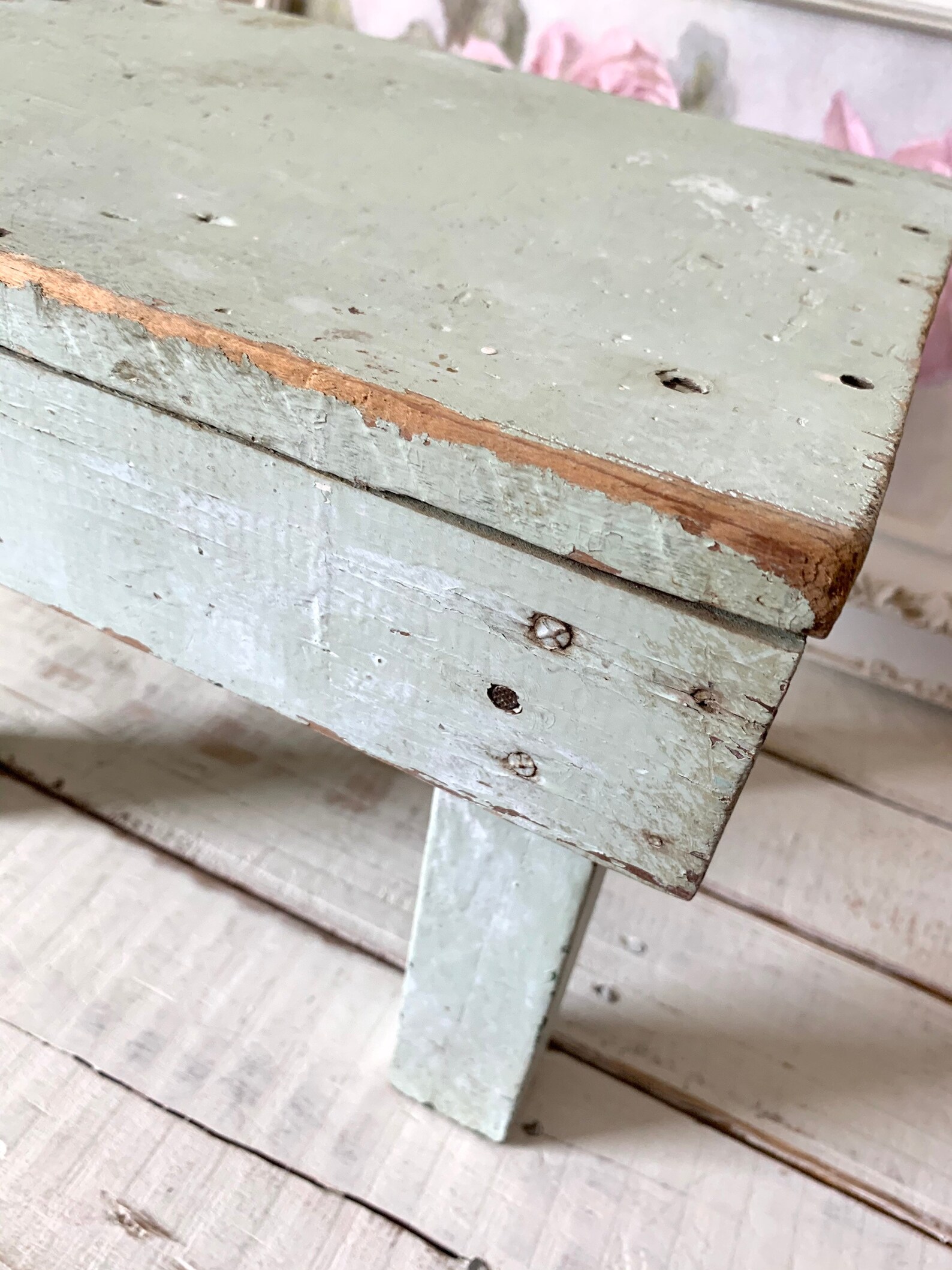 Vintage Wood Step Stool Farmhouse Foot Stool Distressed | Etsy