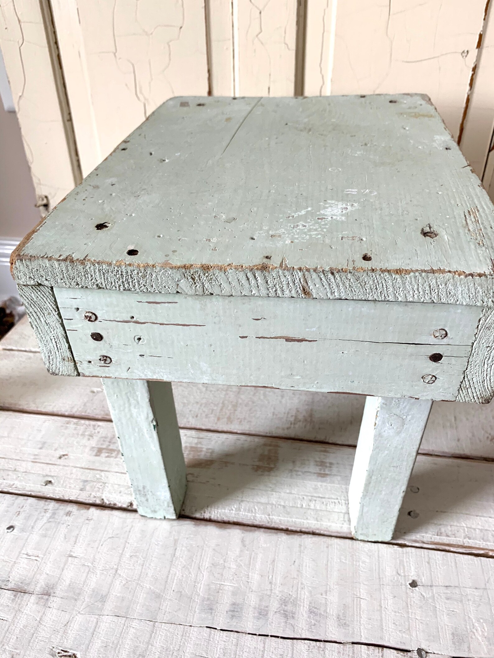 Vintage Wood Step Stool Farmhouse Foot Stool Distressed | Etsy