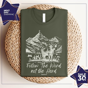 Follow The Word Not The Herd Shirt | Isaiah 8:11-13 Shirt | Bible Verse Shirt | Christian Country Gift | Western Cowboy Tees