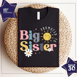 Big sister Shirt baby announcement | promoted to big sister personalised gift, siblings pregnancy reveal, kids tee cute shirt new sister
