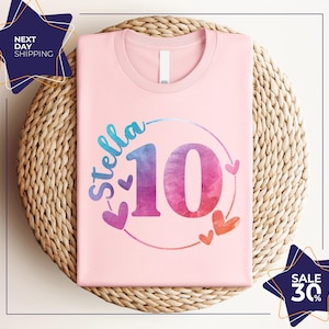 Personalized Birthday Girl Shirt | Custom Age With Kid Name Birthday Shirt | Birthday Gift | Customize 10th Birthday Tee | Ten Birthday Gift
