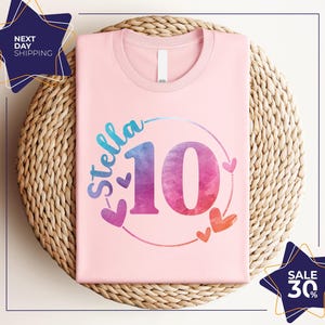 Personalized Birthday Girl Shirt | Custom Age With Kid Name Birthday Shirt | Birthday Gift | Customize 10th Birthday Tee | Ten Birthday Gift