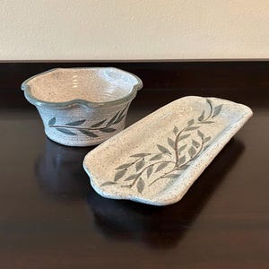 Granite Lake Pottery Chip and Dip Set, Bill Landfair AMC Stoneware Tray Bowl