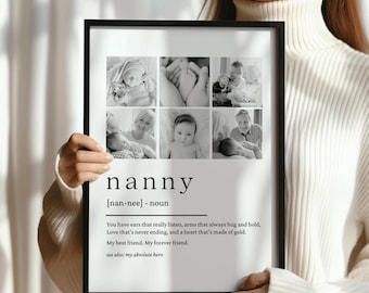 Photo Gift For Nanny - Personalised Photo Print For Grandparent - Birthday Present -  Mother's Day Gift - Unique Photo Poster For Nan