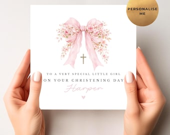 Tarjeta de bautizo personalizada - Regalo de bautizo para niña - Regalo de dedicación - Día del nombre - Primera comunión