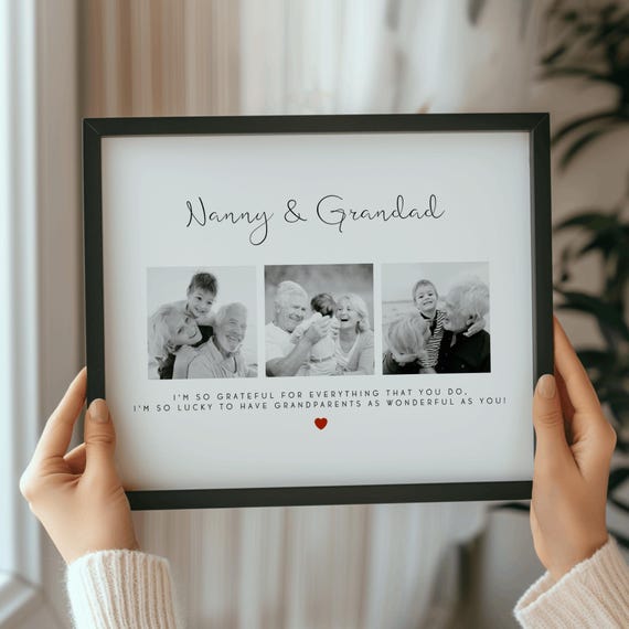 Personalised Gift For Grandparents, Unique Nanny & Grandad Print,  Grandparent Photo Poster, Birthday or Christmas Gift For Grandparents
