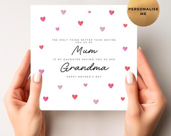 Personalised Mother’s Day Card for Mum & Grandparent - From Daughter \ Granddaughter or Grandson -  Customised Mothers Day Gift