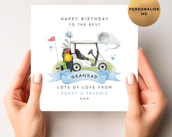Golf Birthday Card - Personalised Golfer Birthday Card For Grandad - Dad - Uncle - Brother - Son - Son-In-Law
