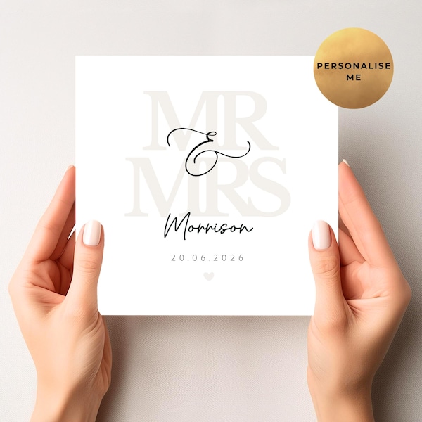 Personalised Wedding Card - Congratulations On Your Wedding Day - Mr & Mrs Card -Newlyweds - To The Bride And Groom - Unique Wedding Card