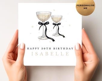 Personalised 30th Birthday Card for Daughter, Granddaughter, Niece, Friend - Thirtieth Cocktail Birthday Gift