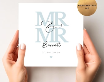 Personalised Wedding Card - Gay Wedding - LGBTQ+ Same Sex Wedding - Mr & Mr - Gay Marriage Card - Congratulations Card - LGBT Card
