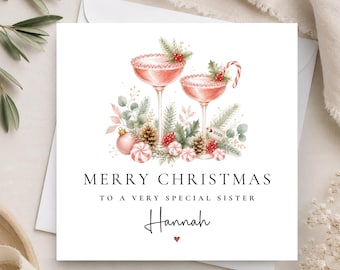 Personalised Christmas Card For Sister - Christmas Gift For Sister-In-Law,  Unique Simple Elegant Xmas Card