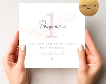 First Wedding Anniversary Card For Husband - Paper Anniversary Gift For Wife - 1st Anniversary Present