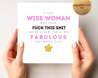Tarjeta de despedida divertida para mujer - Tarjeta de despedida grosera para un nuevo trabajo - Tarjeta de despedida para un compañero de trabajo - Tarjeta de felicitación por un nuevo trabajo - Tarjeta de despedida de un amigo o colega del trabajo