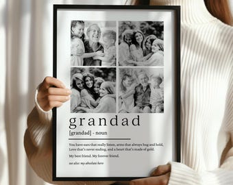 Photo Gift For Grandad - Personalised Photo Print For Grandparent - Birthday Present -  Father's Day Gift - Unique Photo Poster For Grandad