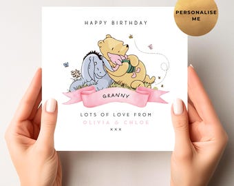Personalised Winnie The Pooh Birthday Card For Her | Happy Birthday Card for Mum | Mummy | Nan | Nanny | Gran | Granny | Aunty | Friend