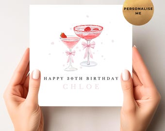 Personalised 30th Birthday Card for Daughter, Granddaughter, Niece, Friend - Thirtieth Cocktail Birthday Gift