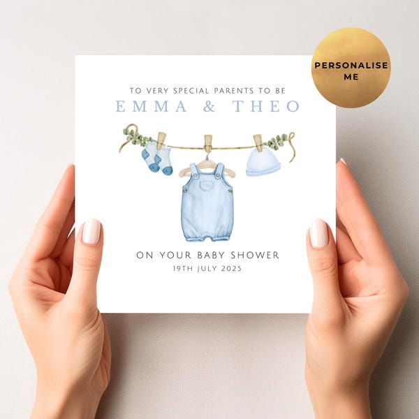 Personalised Baby Shower Card - Baby Shower Gift - Baby Boy Baby Shower Card - Pregnancy Card - New Parents To Be - Mum To Be
