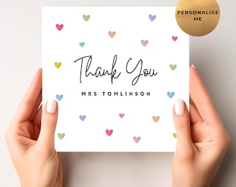 Tarjeta de agradecimiento personalizada para el maestro/a - Tarjeta de agradecimiento de fin de curso - Tarjeta de agradecimiento para el maestro/a - Tarjeta para el mejor maestro/a - Gracias de parte de un niño/a
