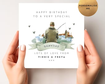 Fishing Birthday Card - Personalised Fishing Birthday Card For Boyfriend, Husband, Fiancé, Dad, Grandad, Uncle, Son, Grandson - Fisherman