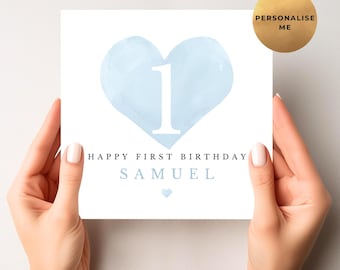 First Birthday Card For Little Boy - Simple 1st Birthday Gift - Son, Grandson, Nephew, Godson