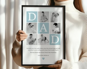 Dad Photo Frame Gift - Father Collage Print  -  Personalised Dad Wall Art - Father’s Day Gift - Birthday Present - Christmas Photo Print